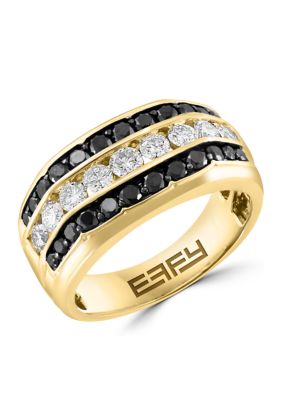 Effy Men's 2 Ct. T.w. White And Black Diamond Ring In 14K Yellow Gold