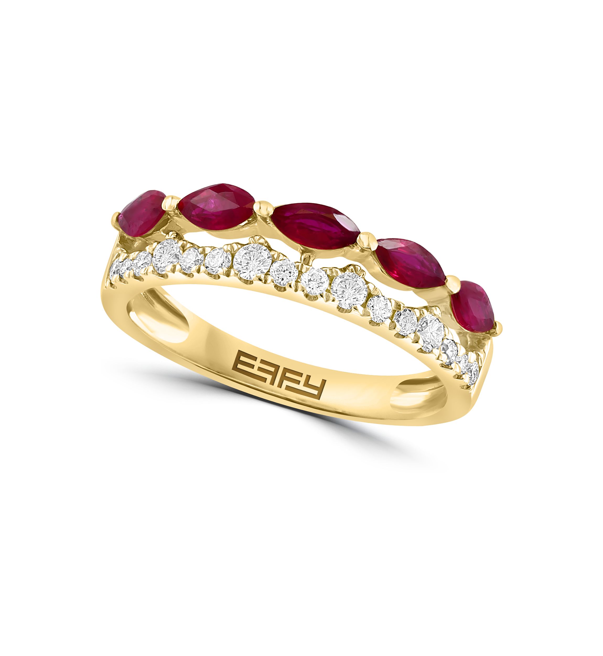 1/3 ct. t.w. Diamond, Natural Ruby Ring in 14K Yellow Gold