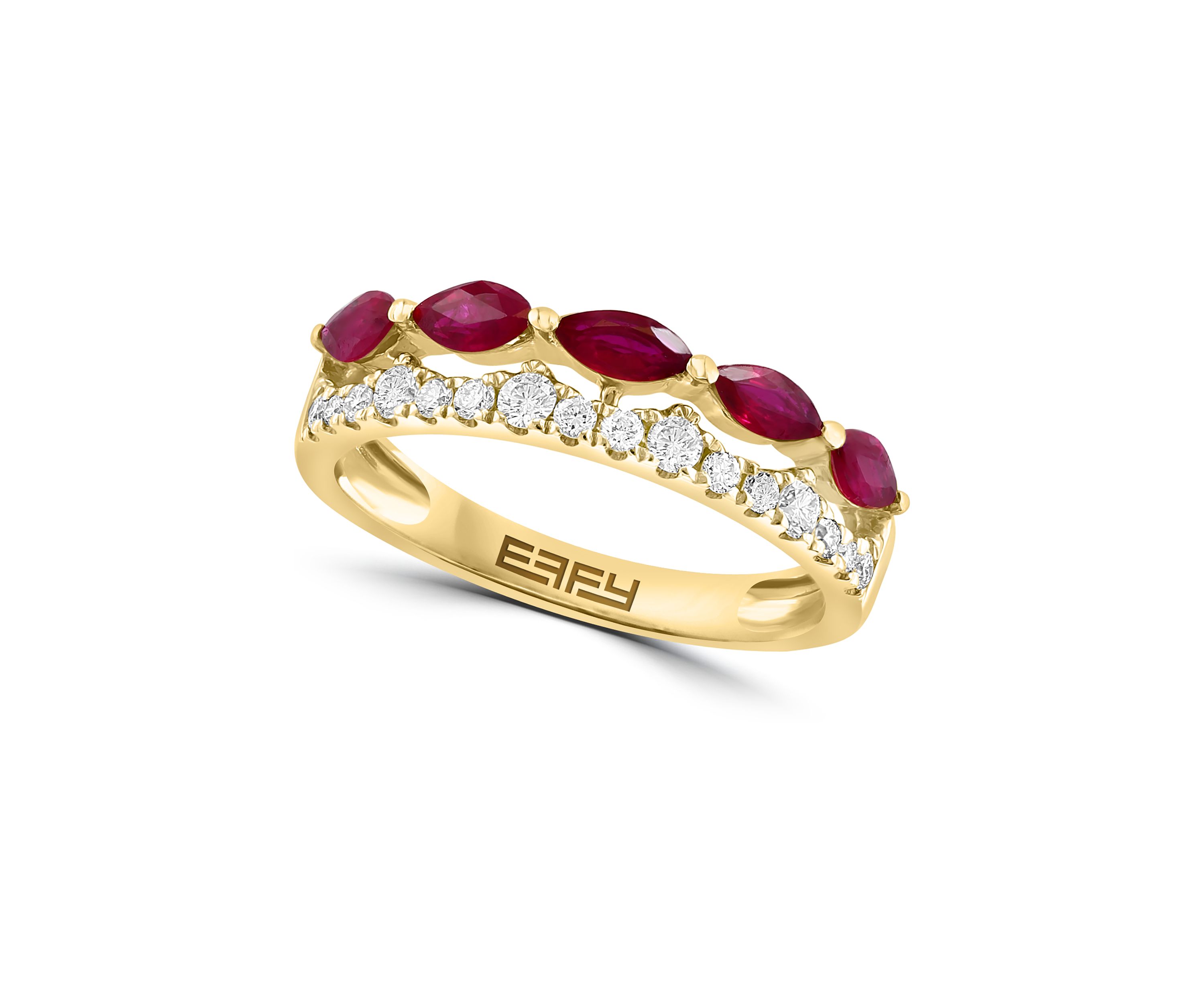 1/3 ct. t.w. Diamond, Natural Ruby Ring in 14K Yellow Gold