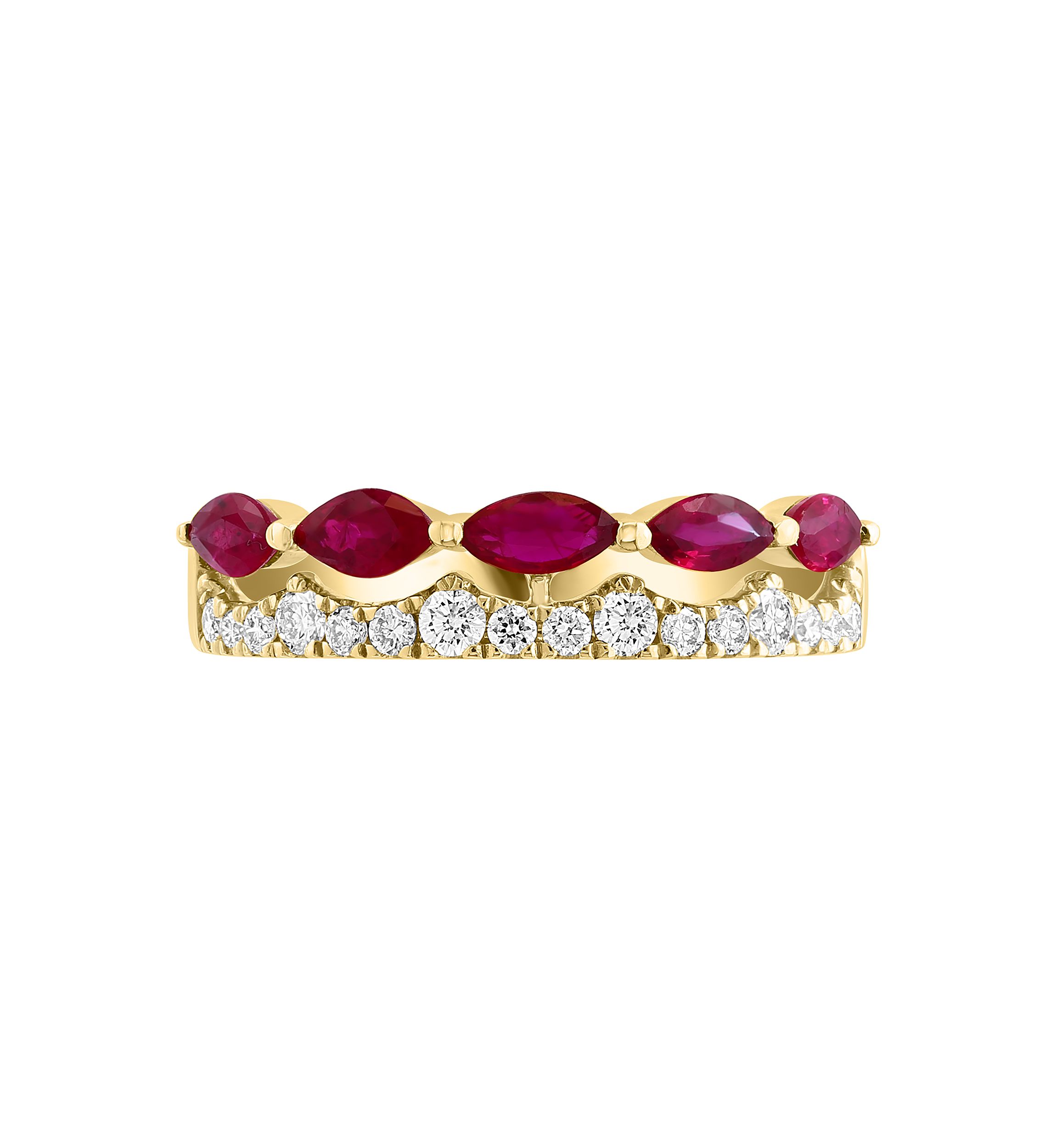 1/3 ct. t.w. Diamond, Natural Ruby Ring in 14K Yellow Gold