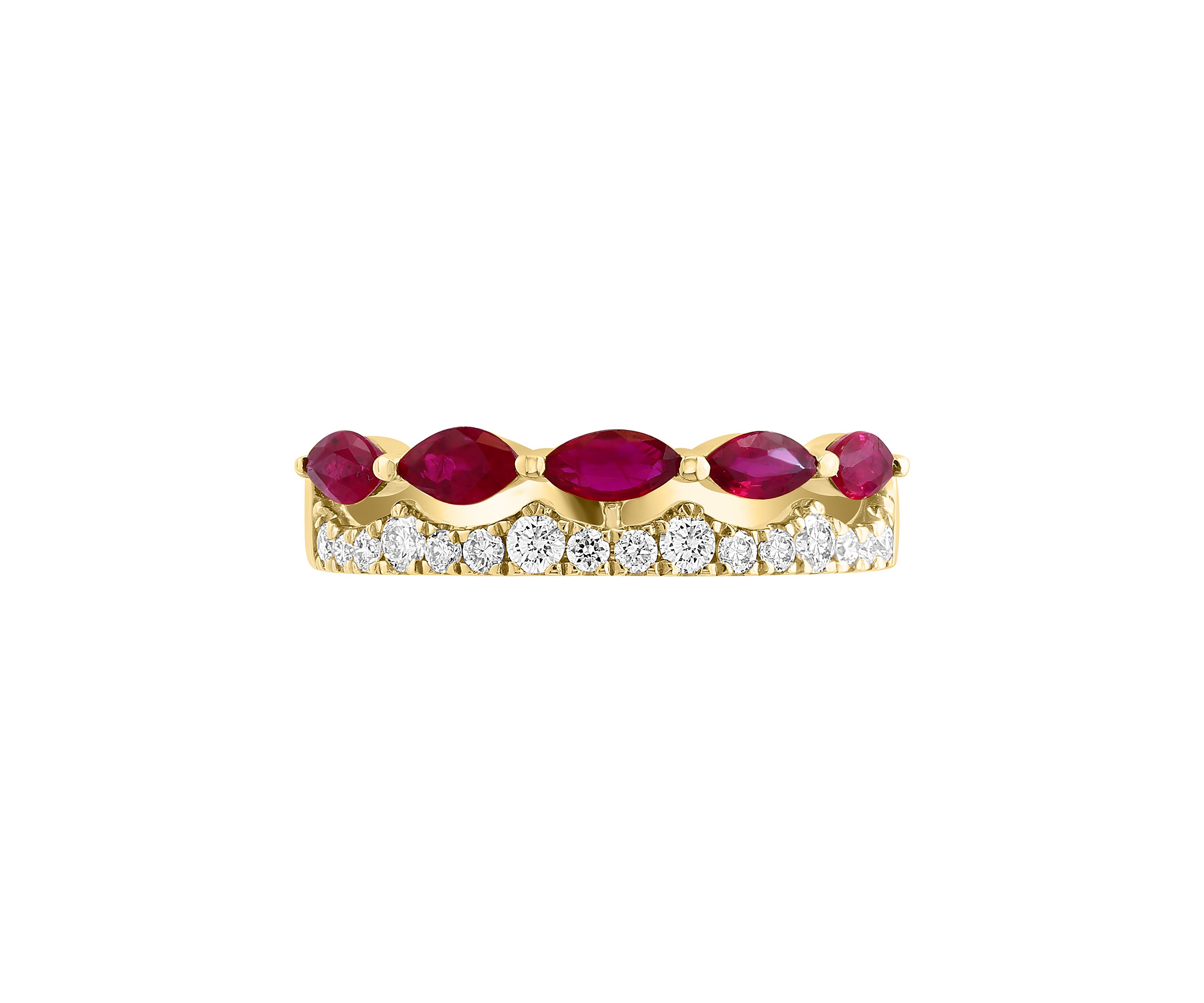 1/3 ct. t.w. Diamond, Natural Ruby Ring in 14K Yellow Gold