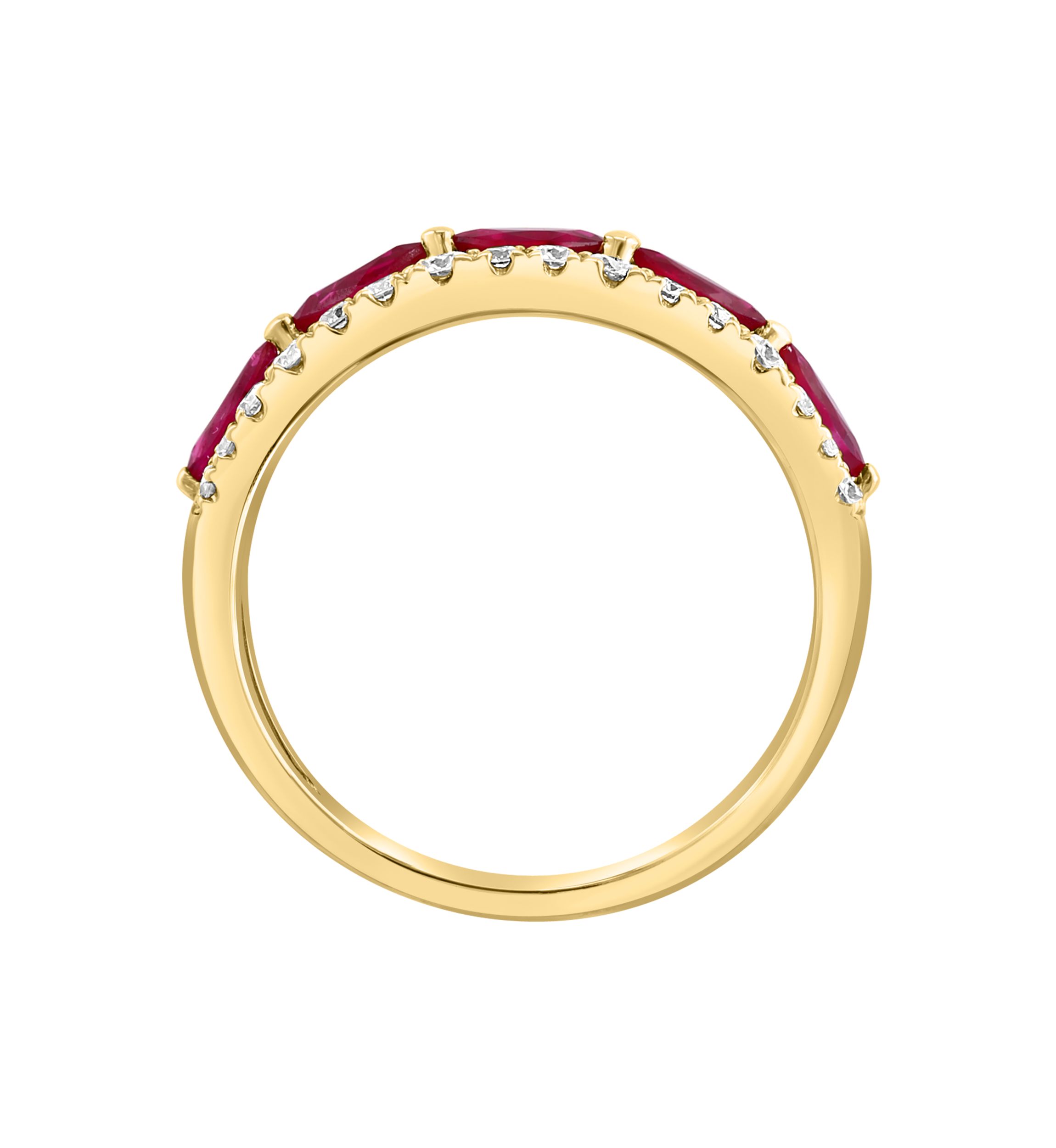 1/3 ct. t.w. Diamond, Natural Ruby Ring in 14K Yellow Gold