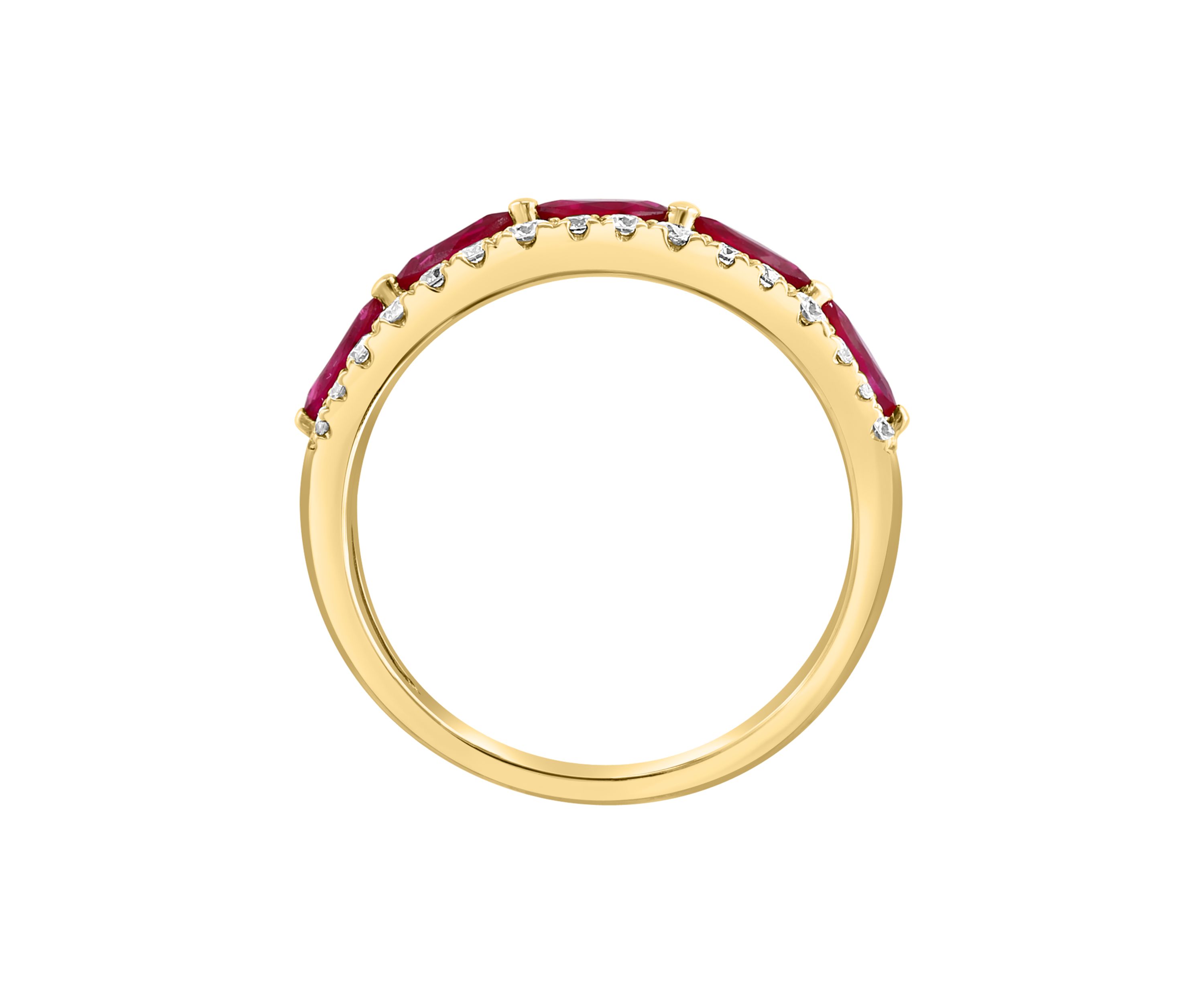 1/3 ct. t.w. Diamond, Natural Ruby Ring in 14K Yellow Gold