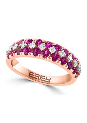 Effy Diamond And Natural Ruby Ring In 14K Rose Gold