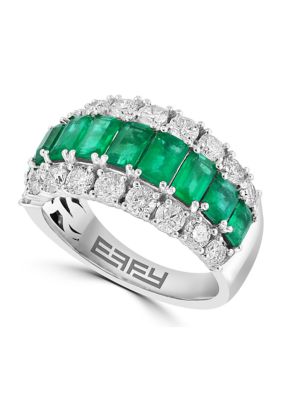 Effy 1.25 Ct. T.w. Emerald, 2.09 Ct. T.w. Diamond Ring In 14K White Gold, 7 -  0191120793443