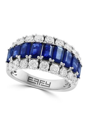 Effy 1.25 Ct. T.w. Diamond, 2.93 Ct. T.w. Sapphire Ring In 14K White Gold, 7 -  0191120793436