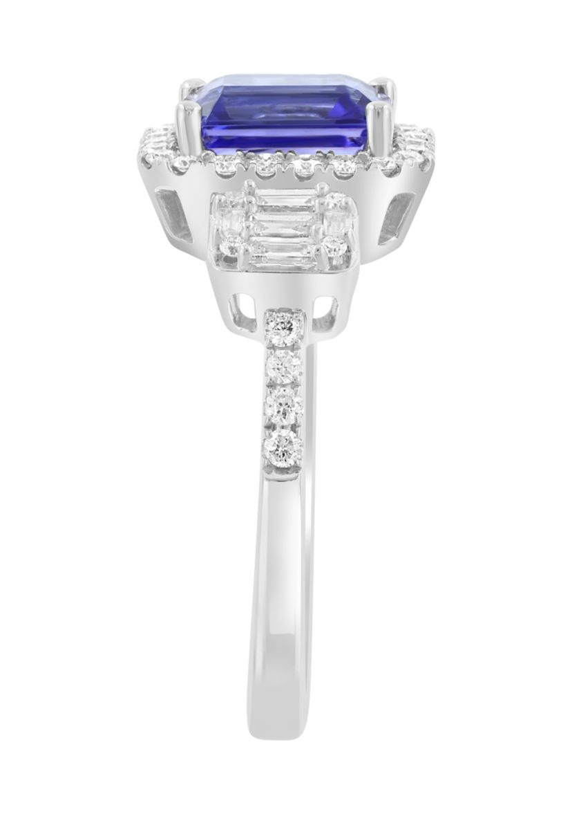 14K White Gold Diamond Tanzanite Ring 