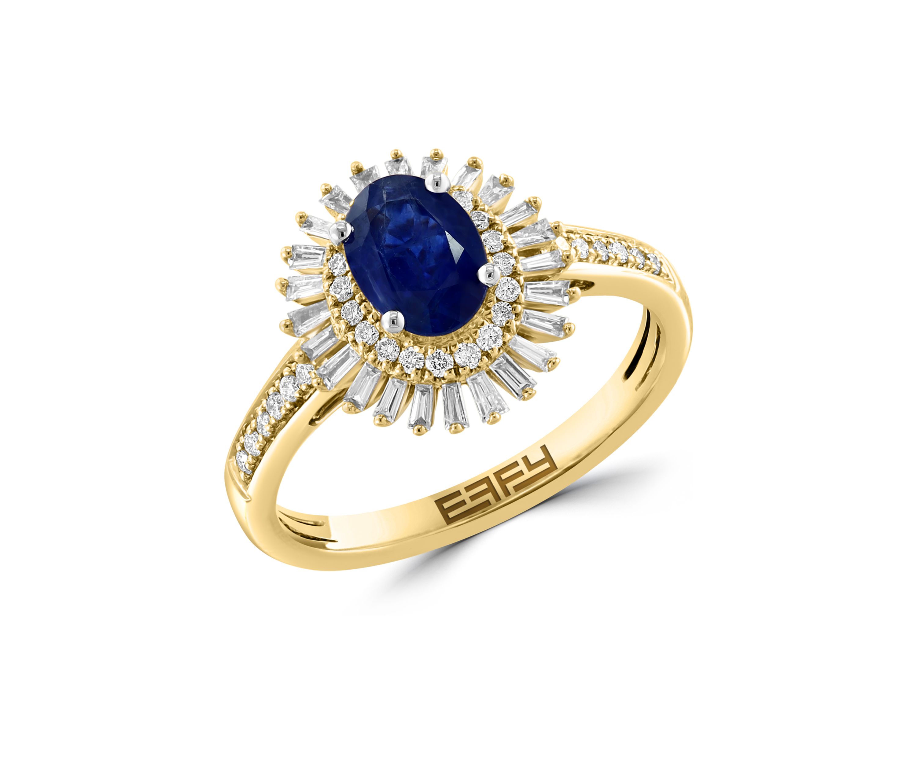 14K Yellow Gold Diamond Sapphire Ring
