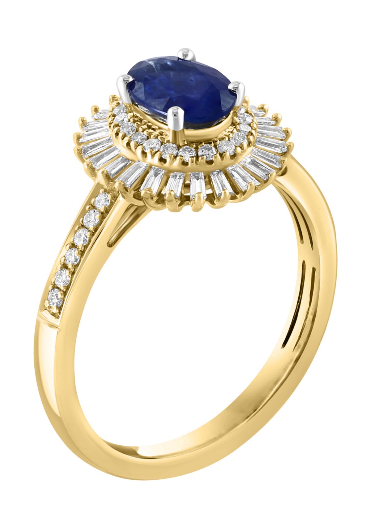 14K Yellow Gold Diamond Sapphire Ring