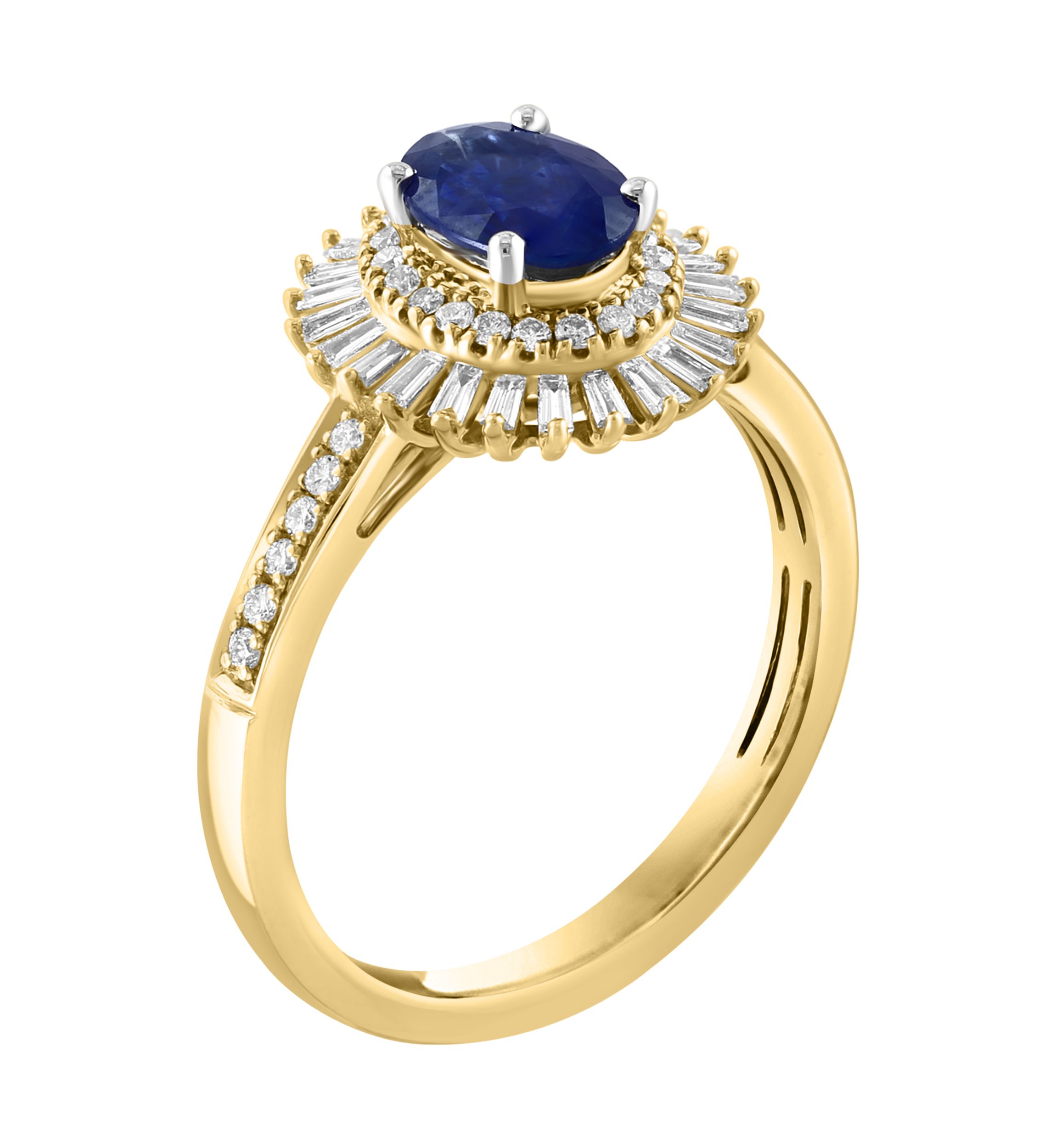 14K Yellow Gold Diamond Sapphire Ring