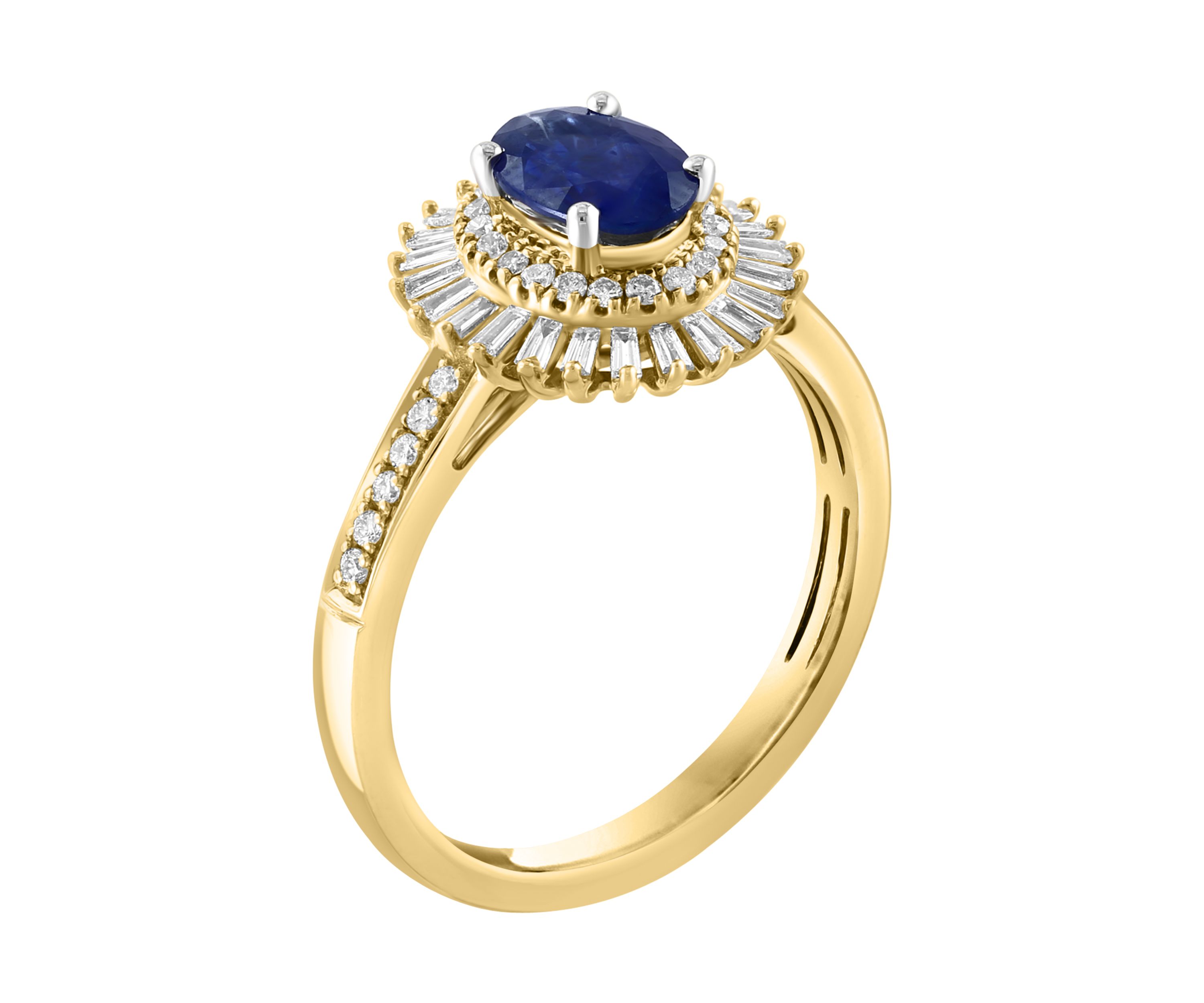 14K Yellow Gold Diamond Sapphire Ring