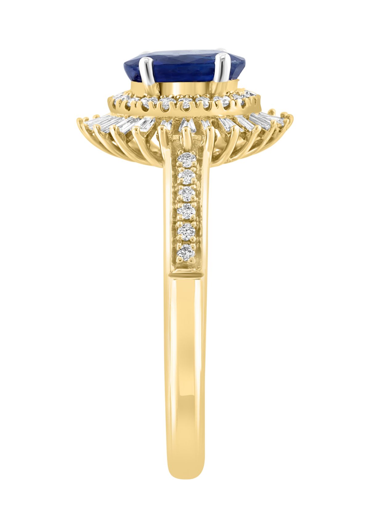 14K Yellow Gold Diamond Sapphire Ring