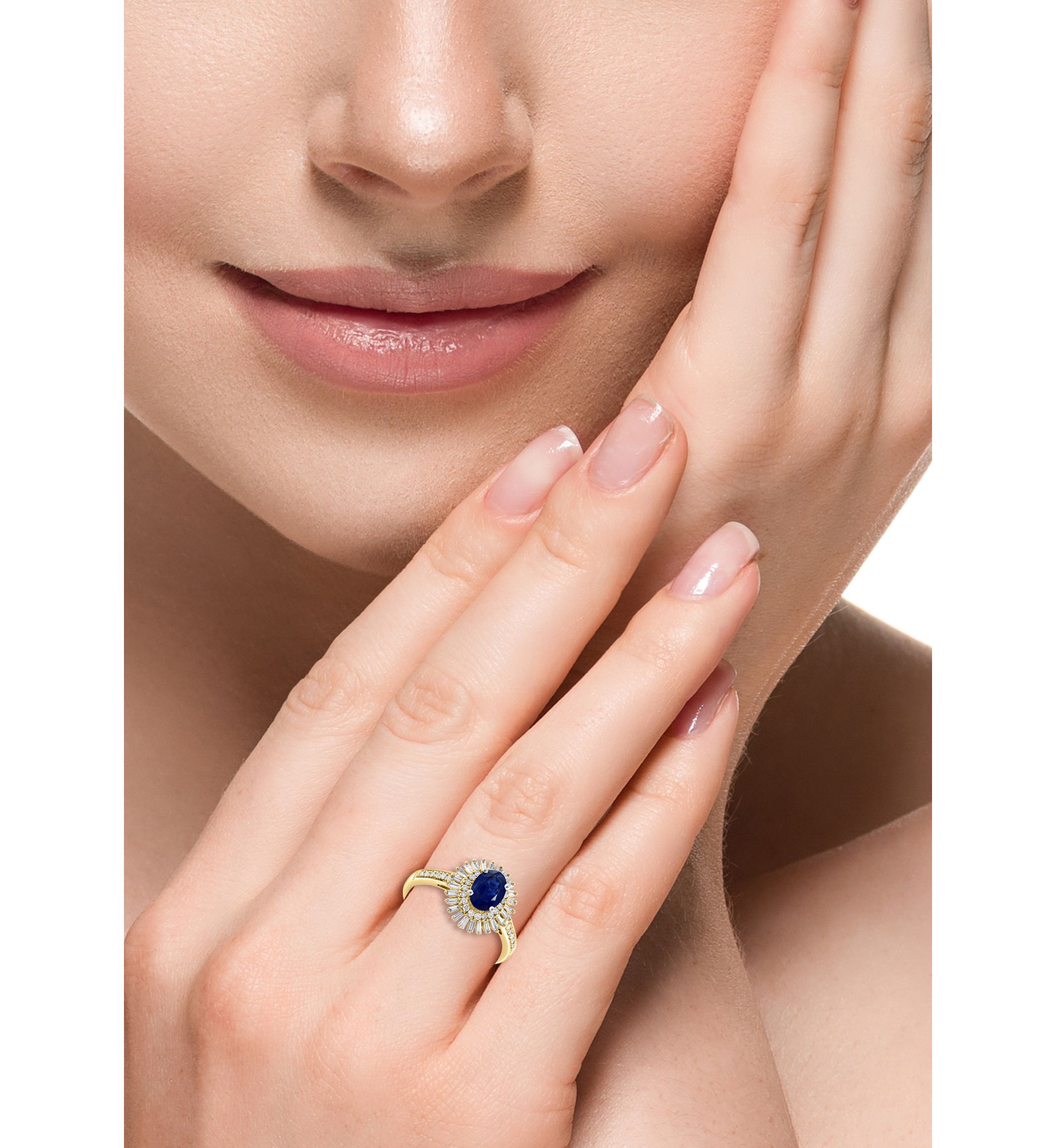 14K Yellow Gold Diamond Sapphire Ring