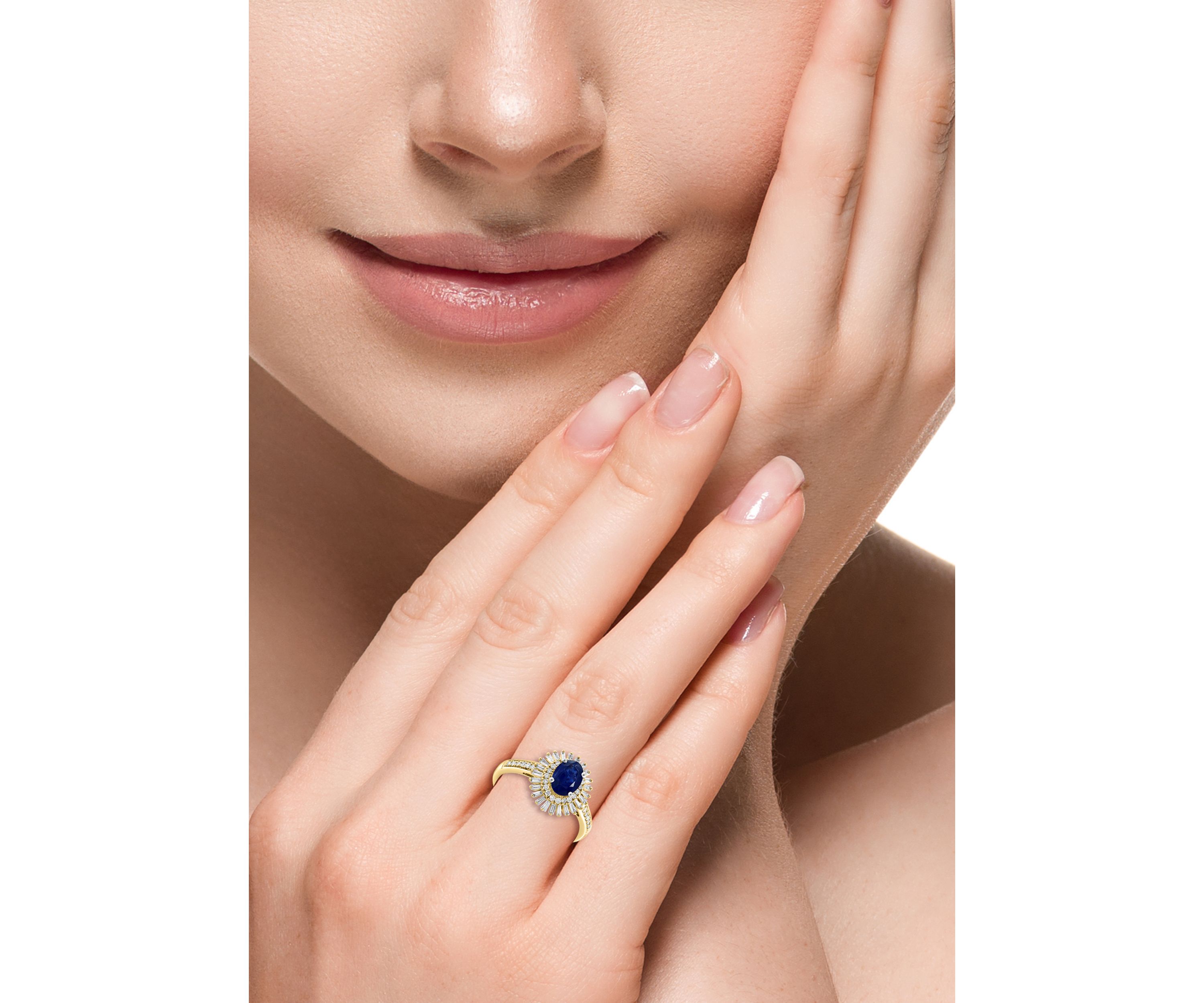 14K Yellow Gold Diamond Sapphire Ring