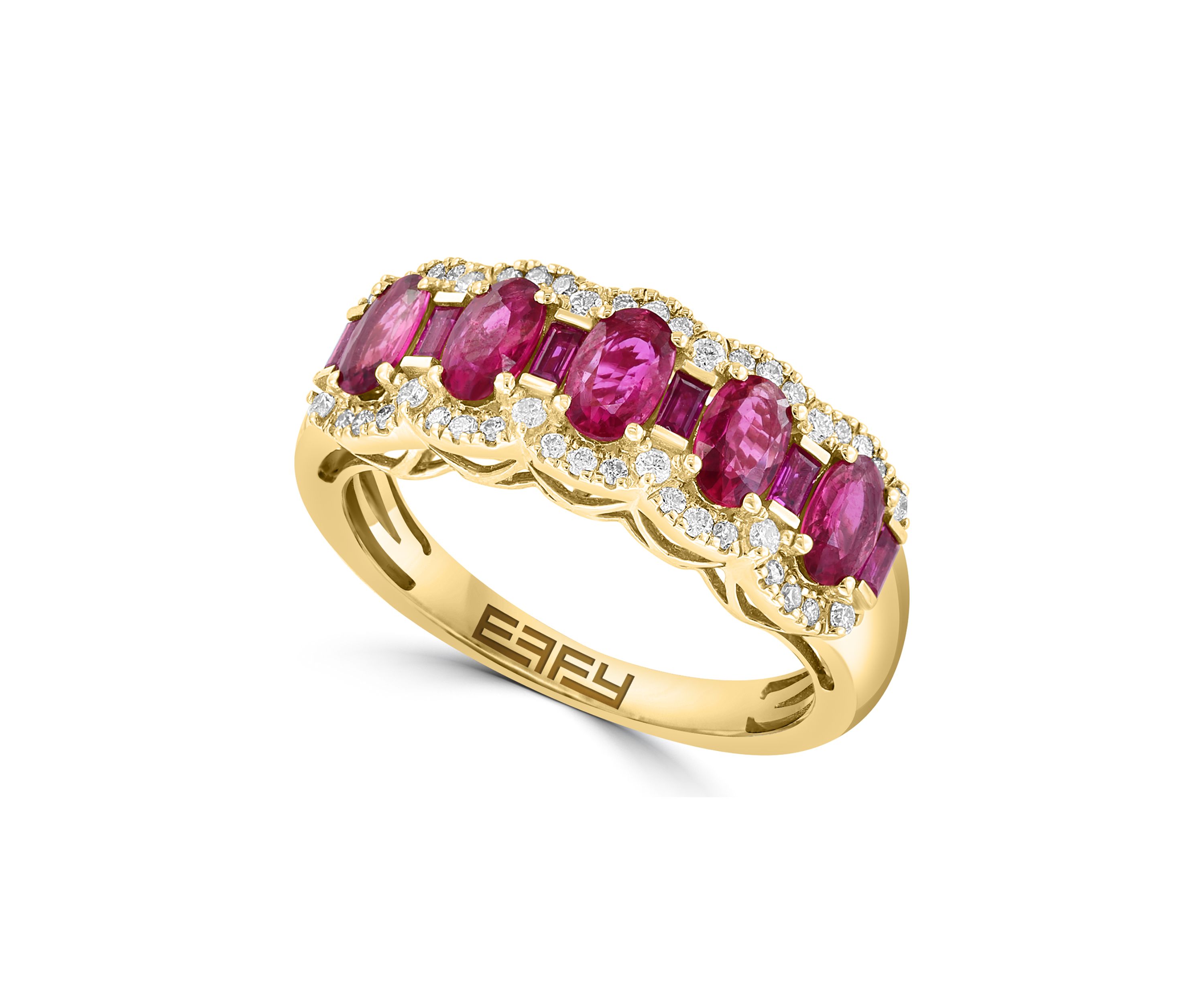 1/5 ct. t.w. Diamond, 1.27 ct. t.w. Natural Ruby Ring in 14K Yellow Gold
