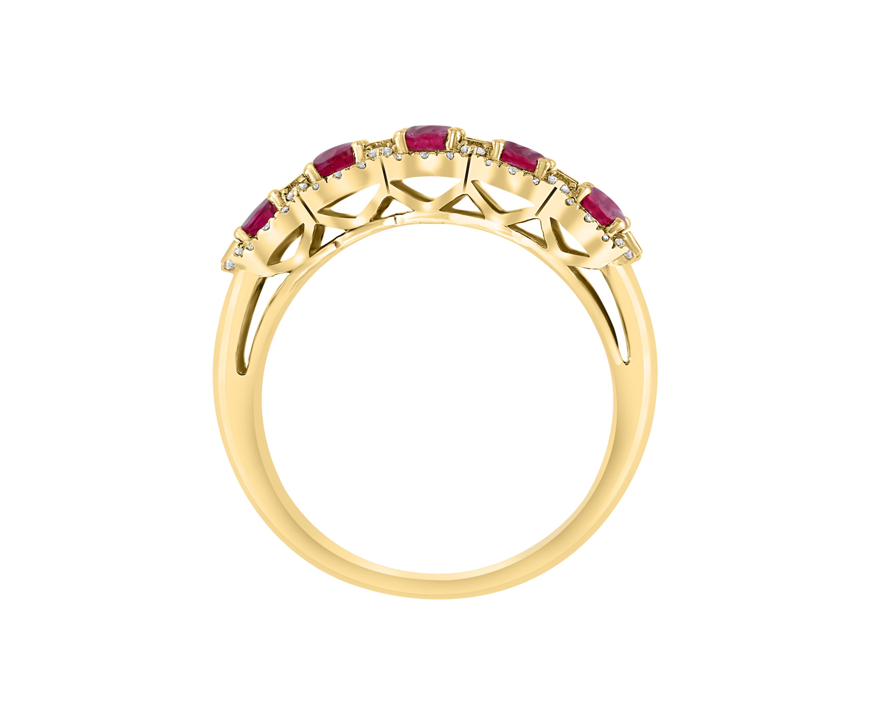 1/5 ct. t.w. Diamond, 1.27 ct. t.w. Natural Ruby Ring in 14K Yellow Gold