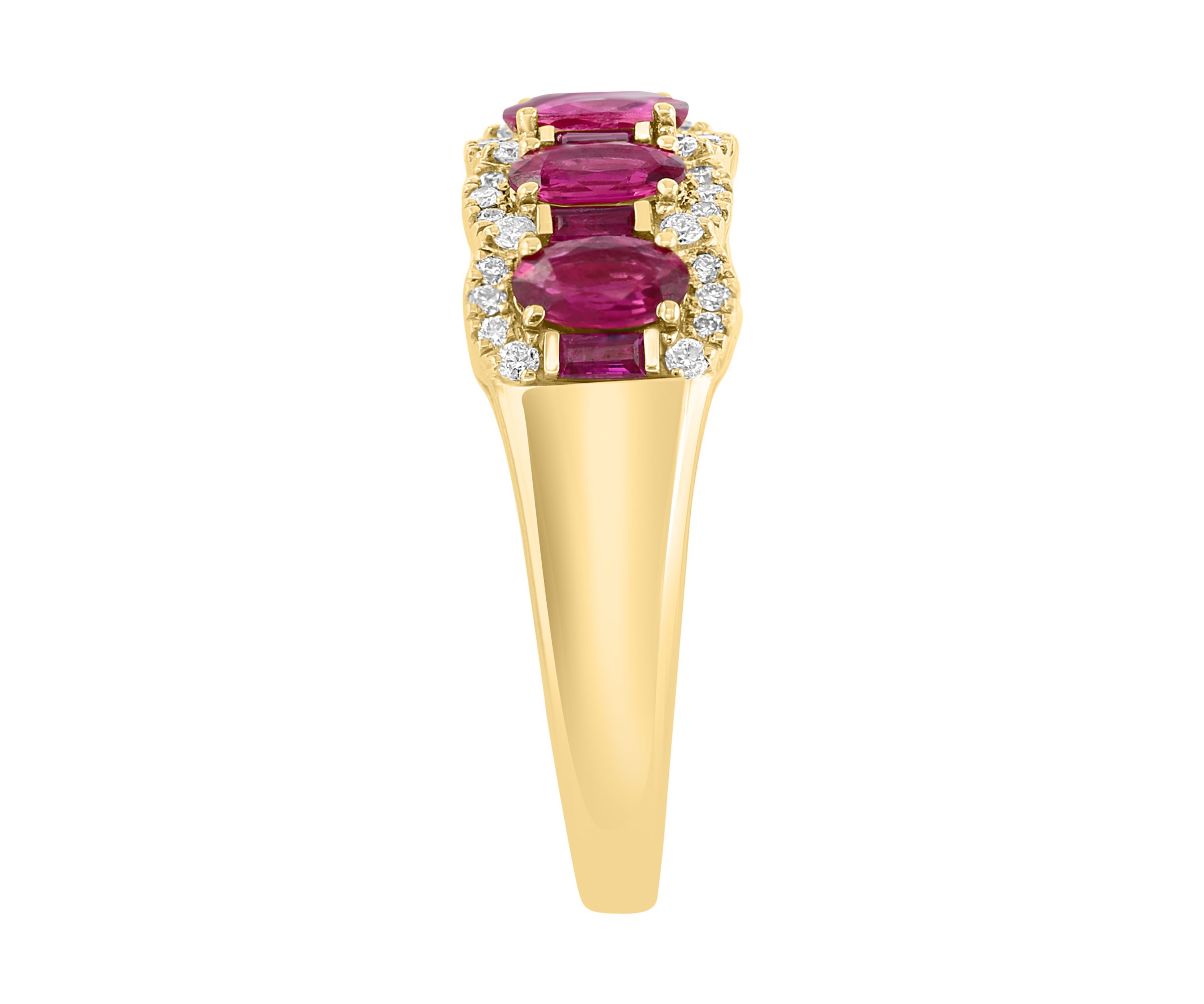 1/5 ct. t.w. Diamond, 1.27 ct. t.w. Natural Ruby Ring in 14K Yellow Gold