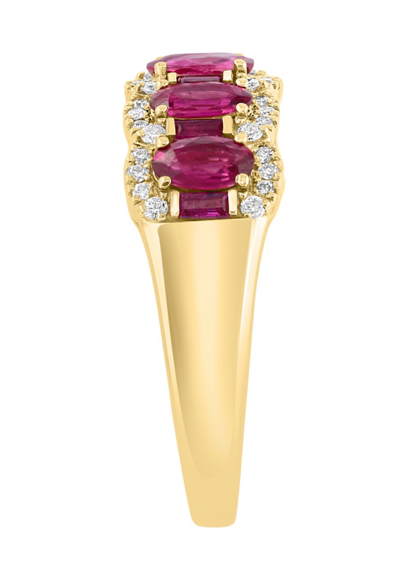 1/5 ct. t.w. Diamond, 1.27 ct. t.w. Natural Ruby Ring in 14K Yellow Gold
