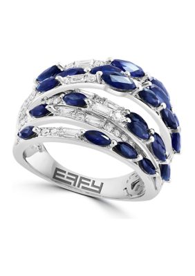 Effy 1/2 Ct. T.w. Sapphire, 2.86 Ct. T.w. Diamond Ring In 14K White Gold, 7 -  0191120829814