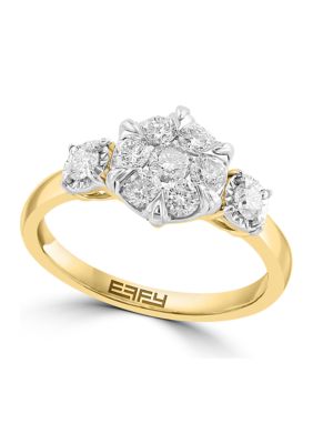 Effy 3/4 Ct. T.w. Miracle Set Diamond Ring In 14K White & Yellow Gold