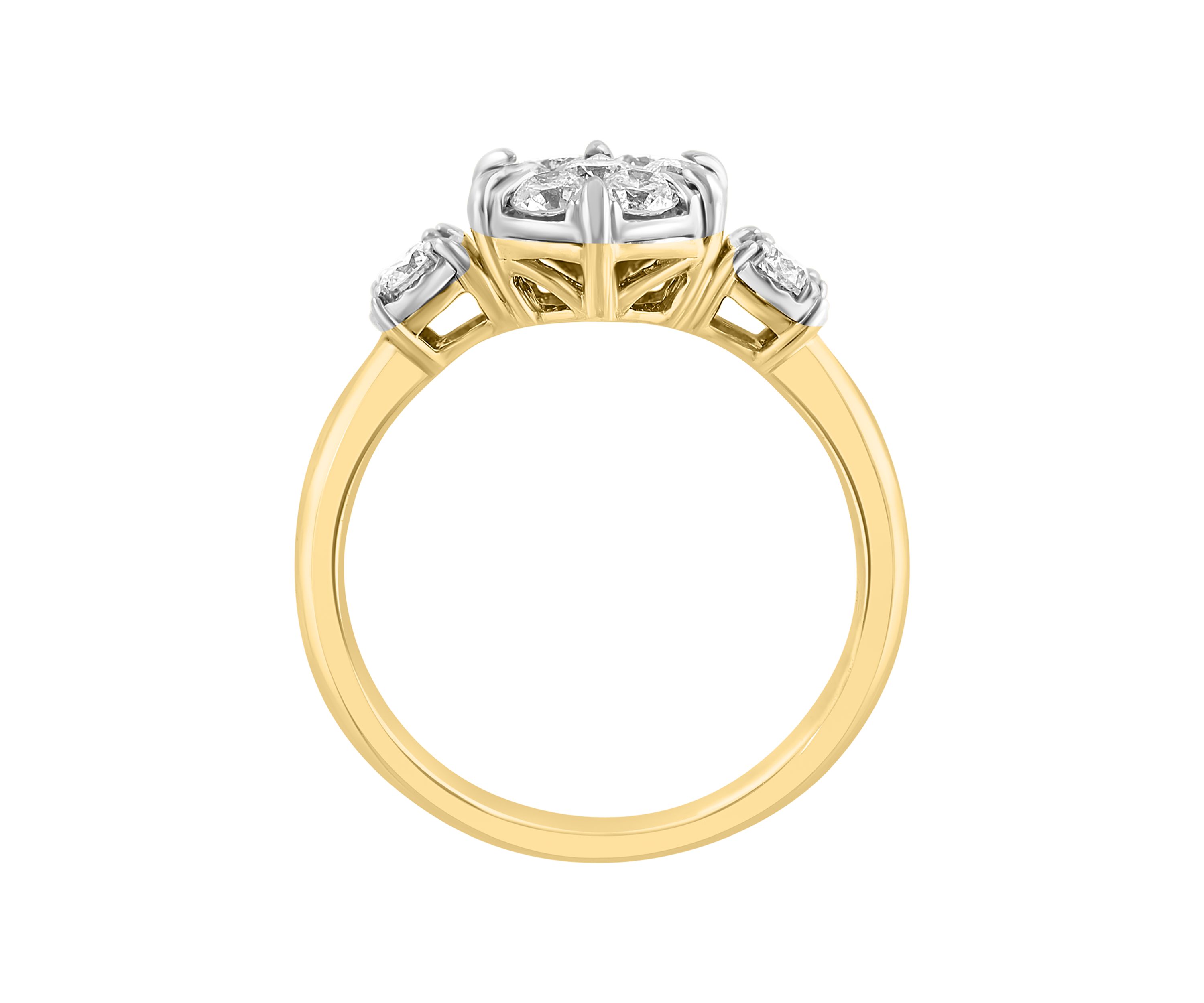 3/4 ct. t.w. Miracle Set Diamond Ring in 14K White & Yellow Gold