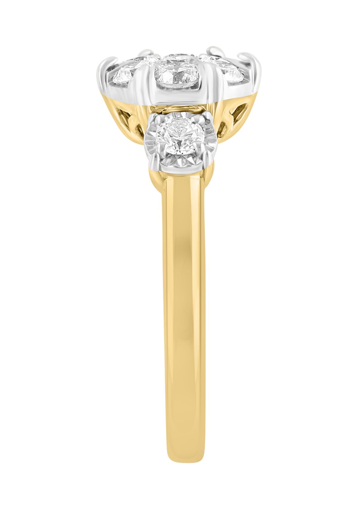 Effy® 3/4 ct. t.w. Miracle Set Diamond Ring in 14K White & Yellow Gold ...