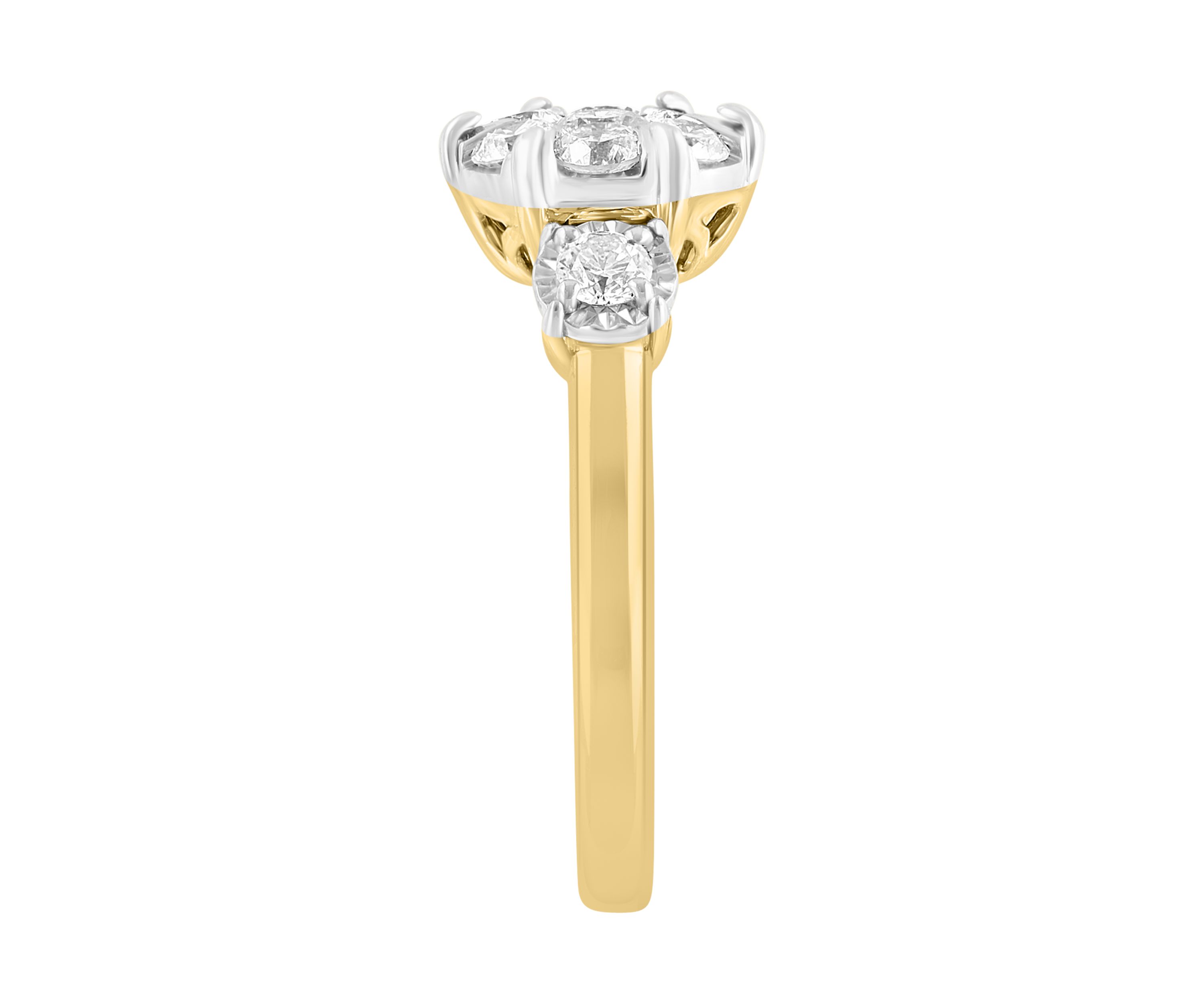 3/4 ct. t.w. Miracle Set Diamond Ring in 14K White & Yellow Gold