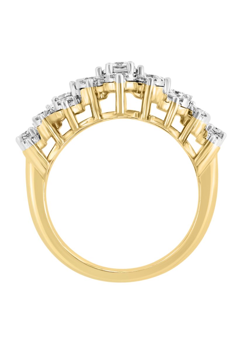 1 ct. t.w. Miracle Set Diamond Band Ring in 14K White and Yellow Gold
