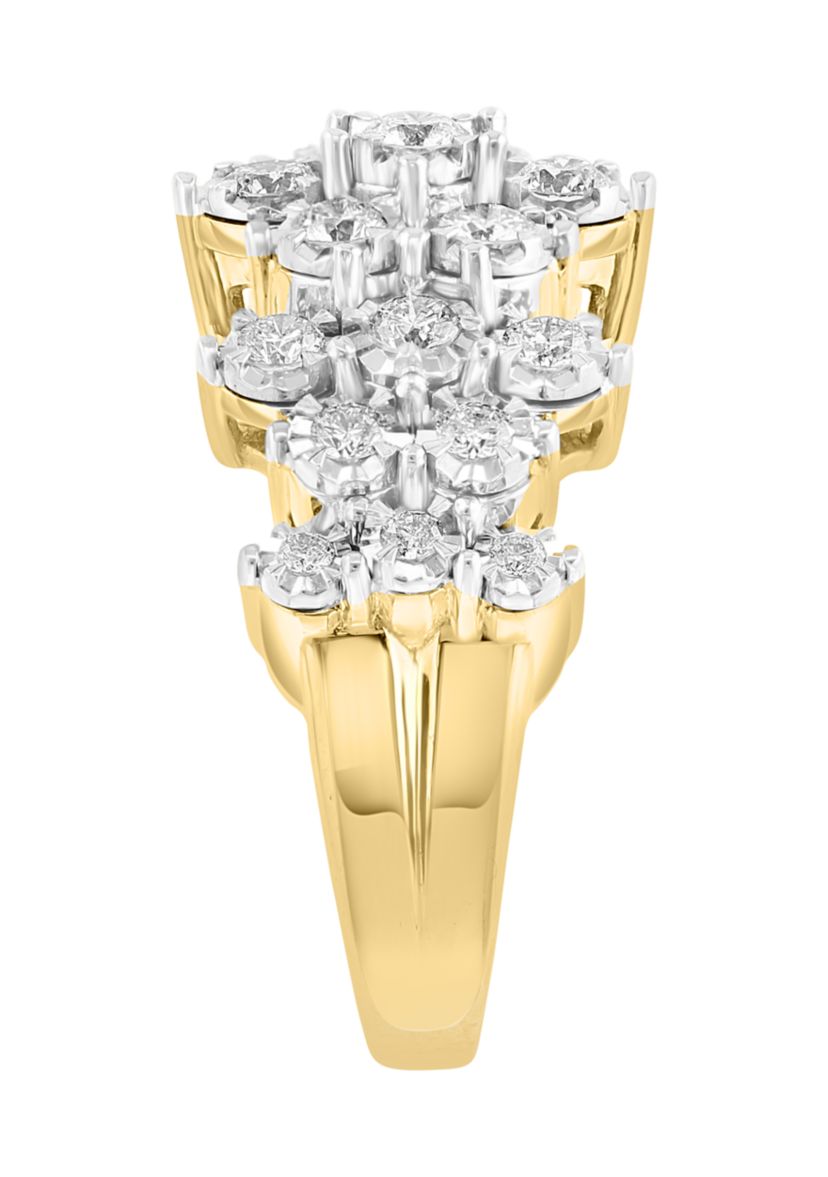 1 ct. t.w. Miracle Set Diamond Band Ring in 14K White and Yellow Gold