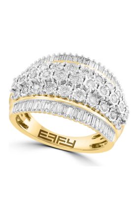 Effy 1 Ct. T.w. Miracle Set Diamond Band Ring In 14K White And Yellow Gold