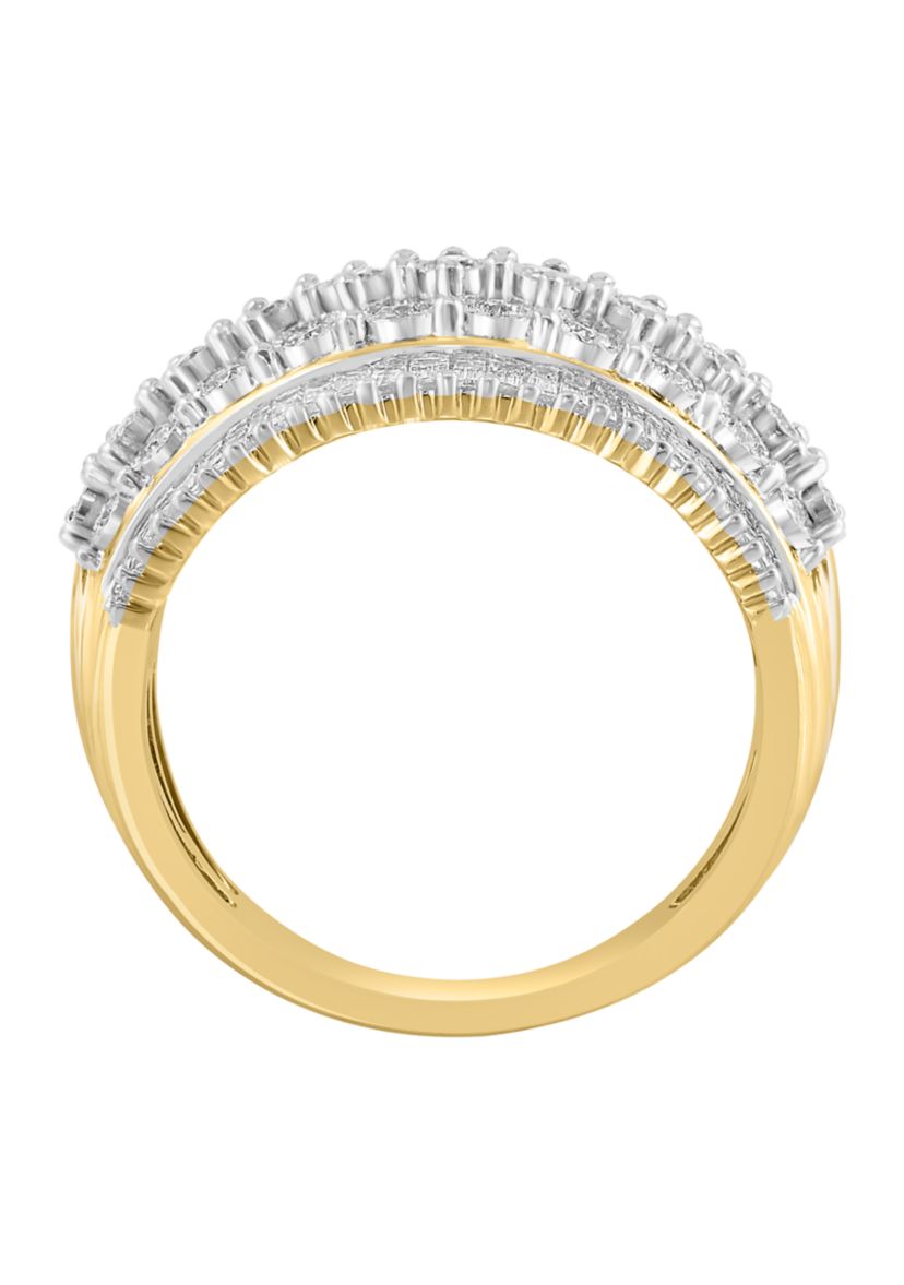 1 ct. t.w. Miracle Set Diamond Band Ring in 14K White and Yellow Gold