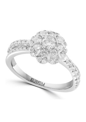 Effy 1 Ct. T.w. Diamond Flower Ring In 14K White Gold