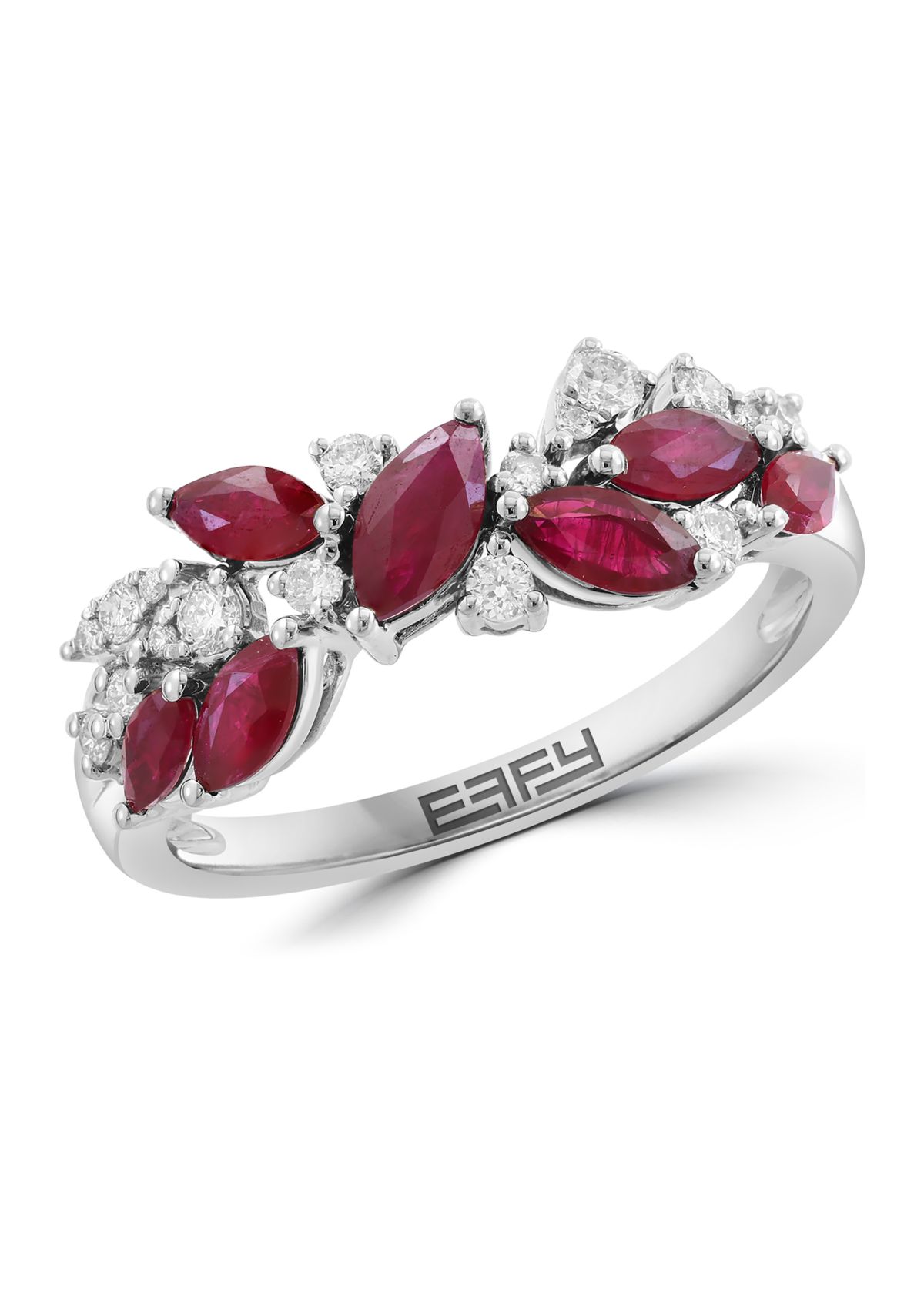 14K White Gold Diamond Ruby Ring