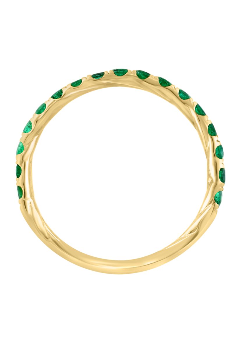 1/2 ct. t.w. Emerald Ring in 14K Yellow Gold Plated Sterling Silver