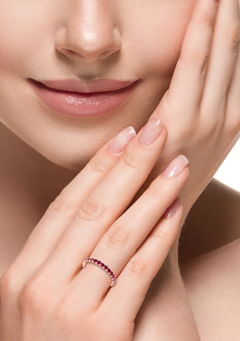 Natural Ruby Ring in 14K Rose Gold Plated Sterling Silver