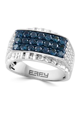 Effy Men's 1.99 Ct. T.w. Blue Diamond Ring In 10K White Gold
