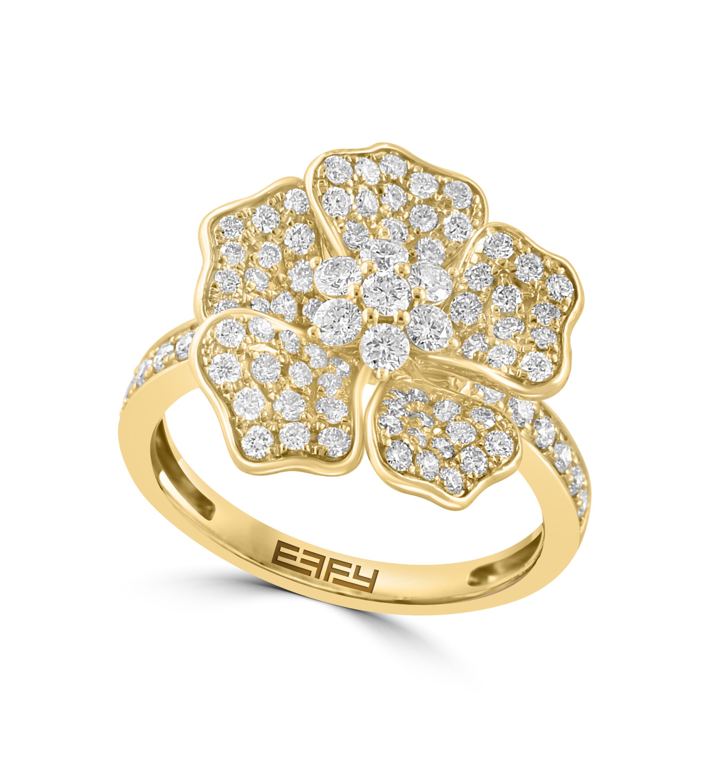 1.26 ct. t.w. Diamond Flower Ring in 14K Yellow Gold