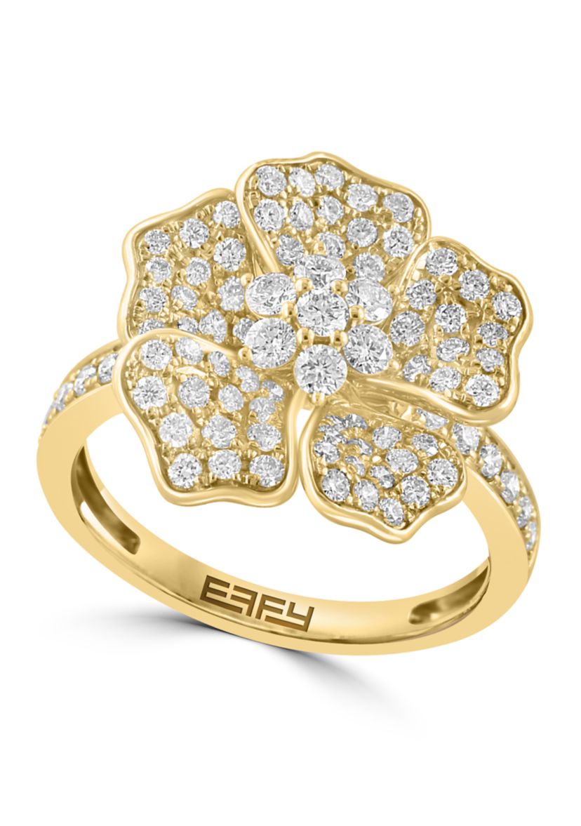 1.26 ct. t.w. Diamond Flower Ring in 14K Yellow Gold