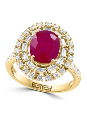 Effy Diamond and Ruby Ring in 14K Yellow Gold -  5400452WP0HL18DR4