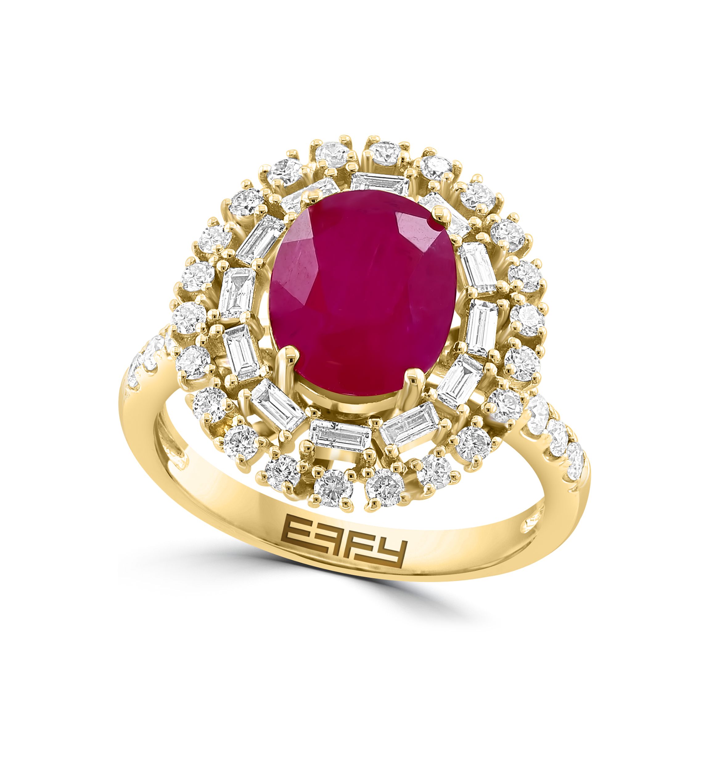 Diamond and Ruby Ring in 14K Yellow Gold