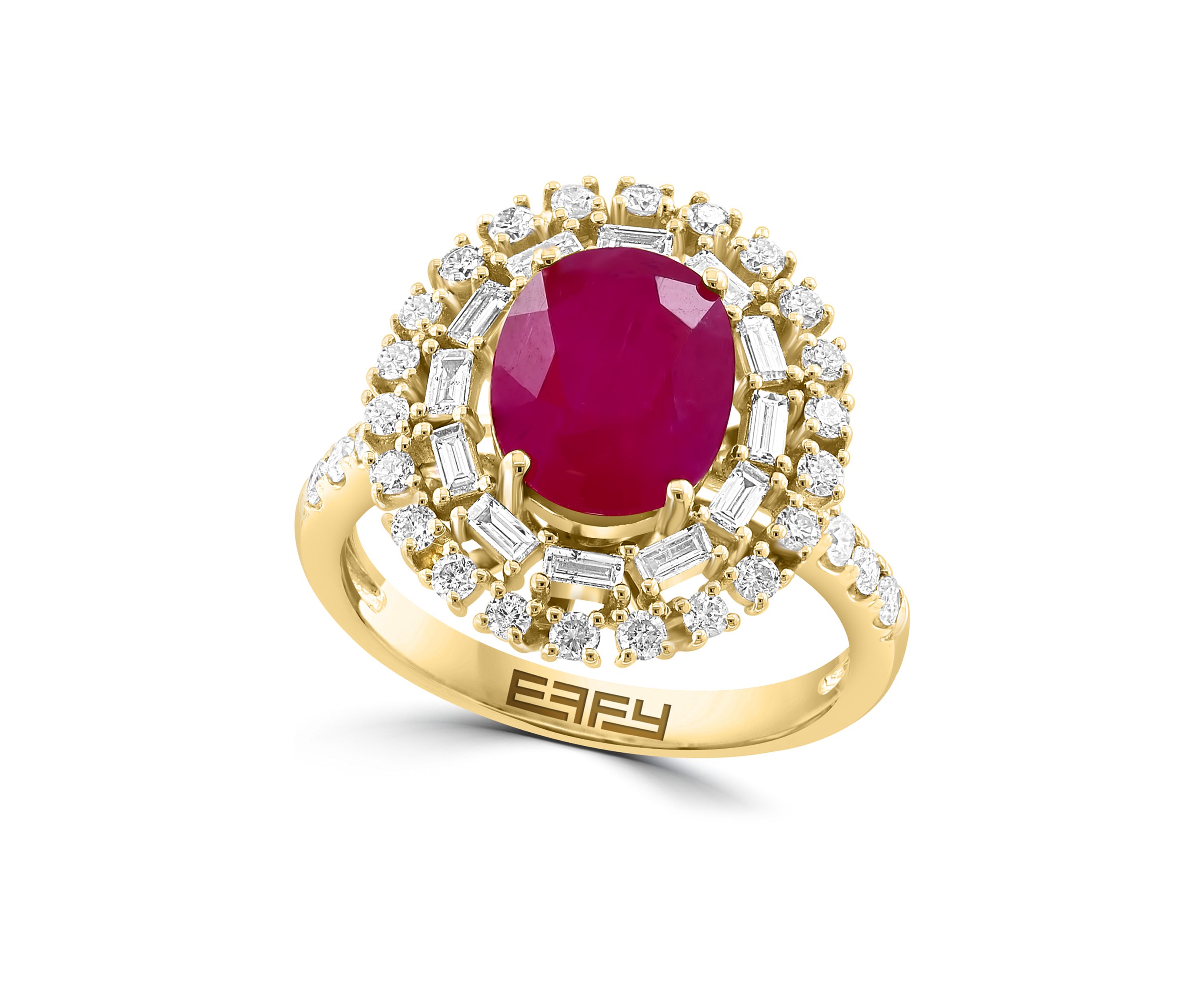 Diamond and Ruby Ring in 14K Yellow Gold