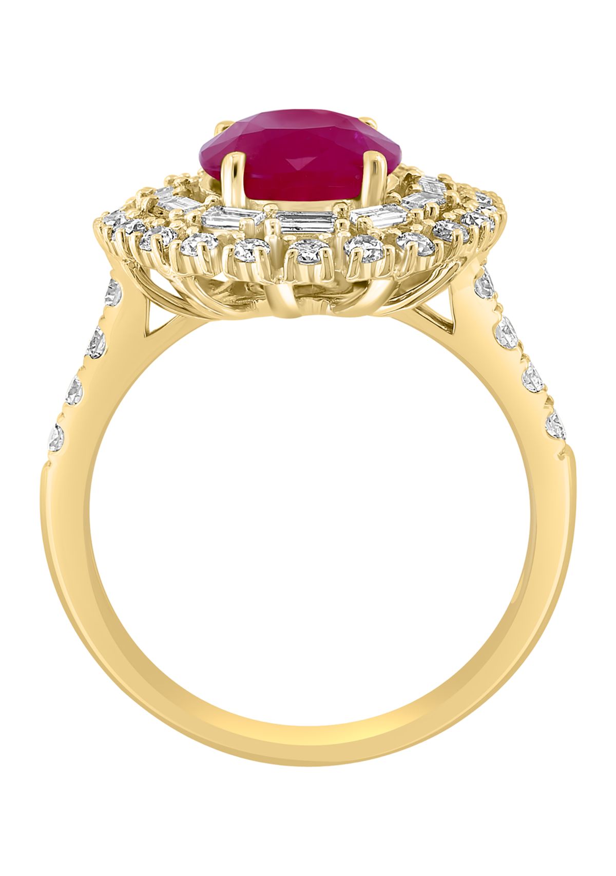 Diamond and Ruby Ring in 14K Yellow Gold