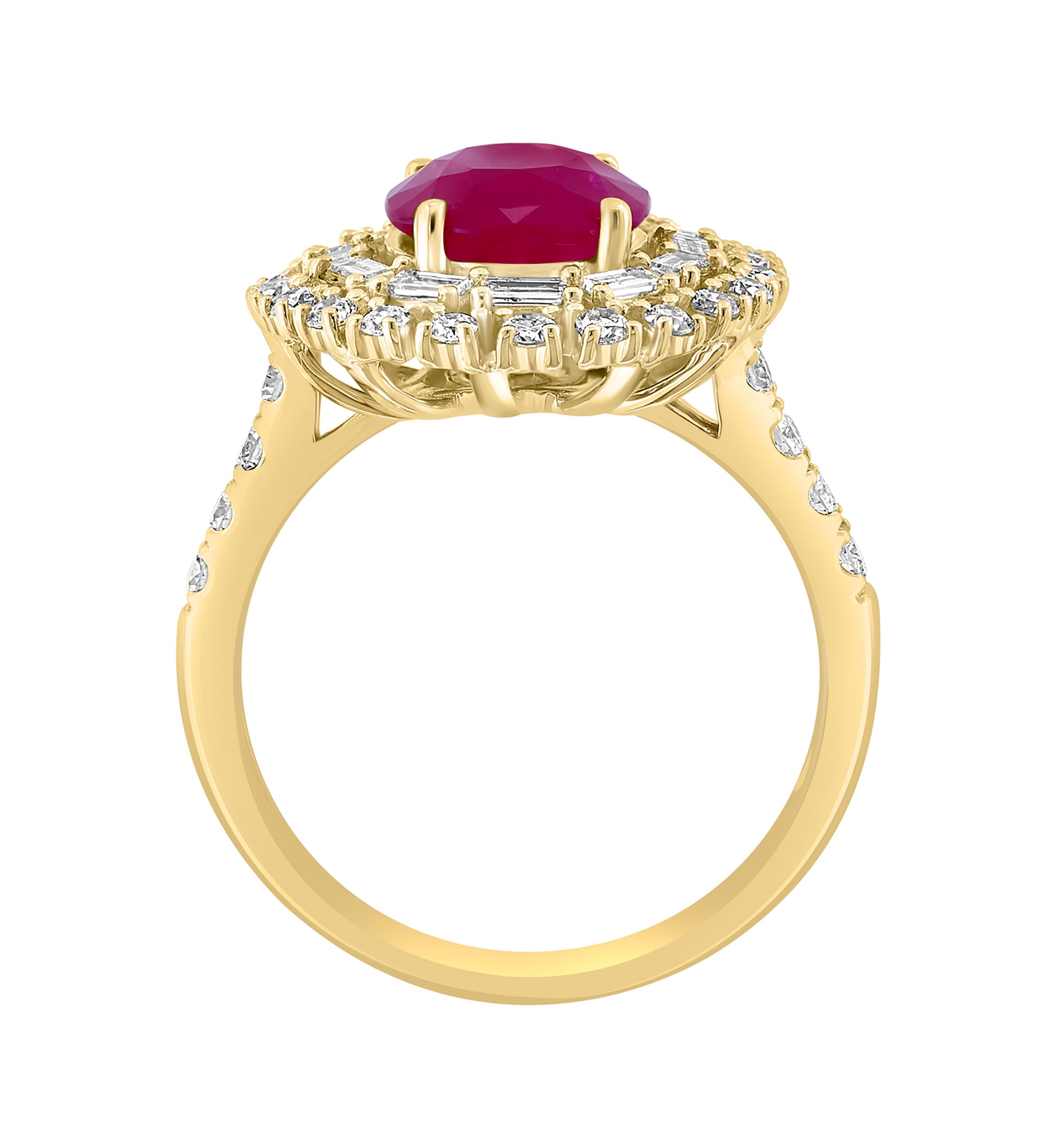 Diamond and Ruby Ring in 14K Yellow Gold
