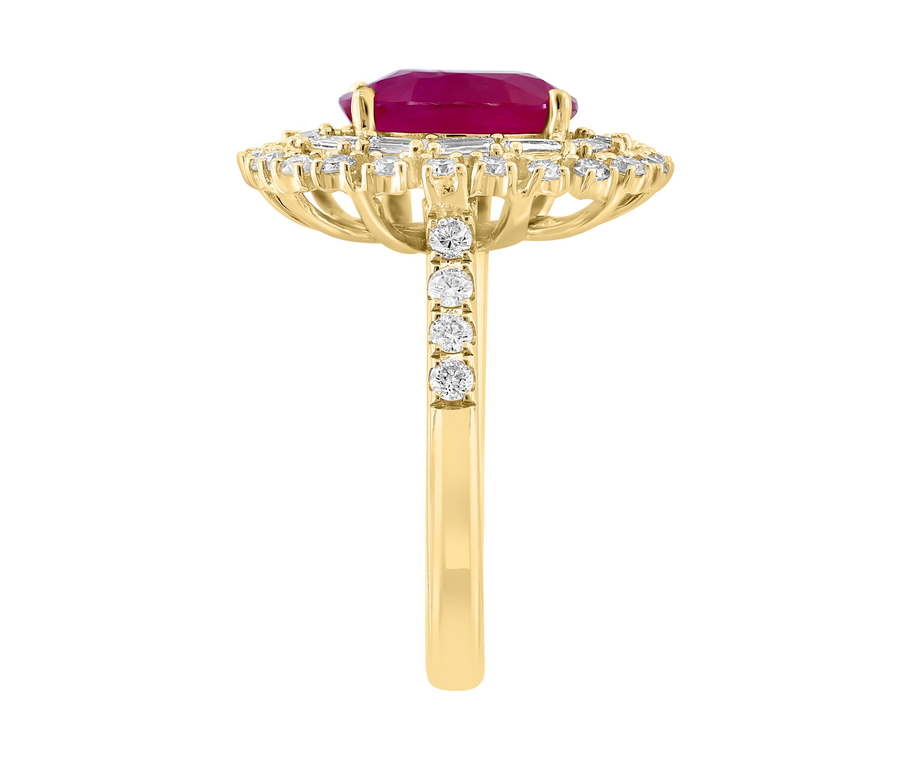 Diamond and Ruby Ring in 14K Yellow Gold