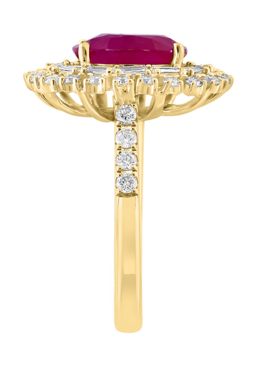 Diamond and Ruby Ring in 14K Yellow Gold