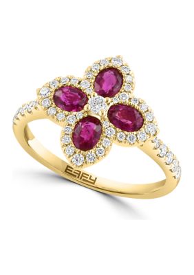 Effy 3/8 ct. t.w. Diamond, 1 ct. t.w. Ruby Ring in 14K Yellow Gold, 7 -  0191120863078