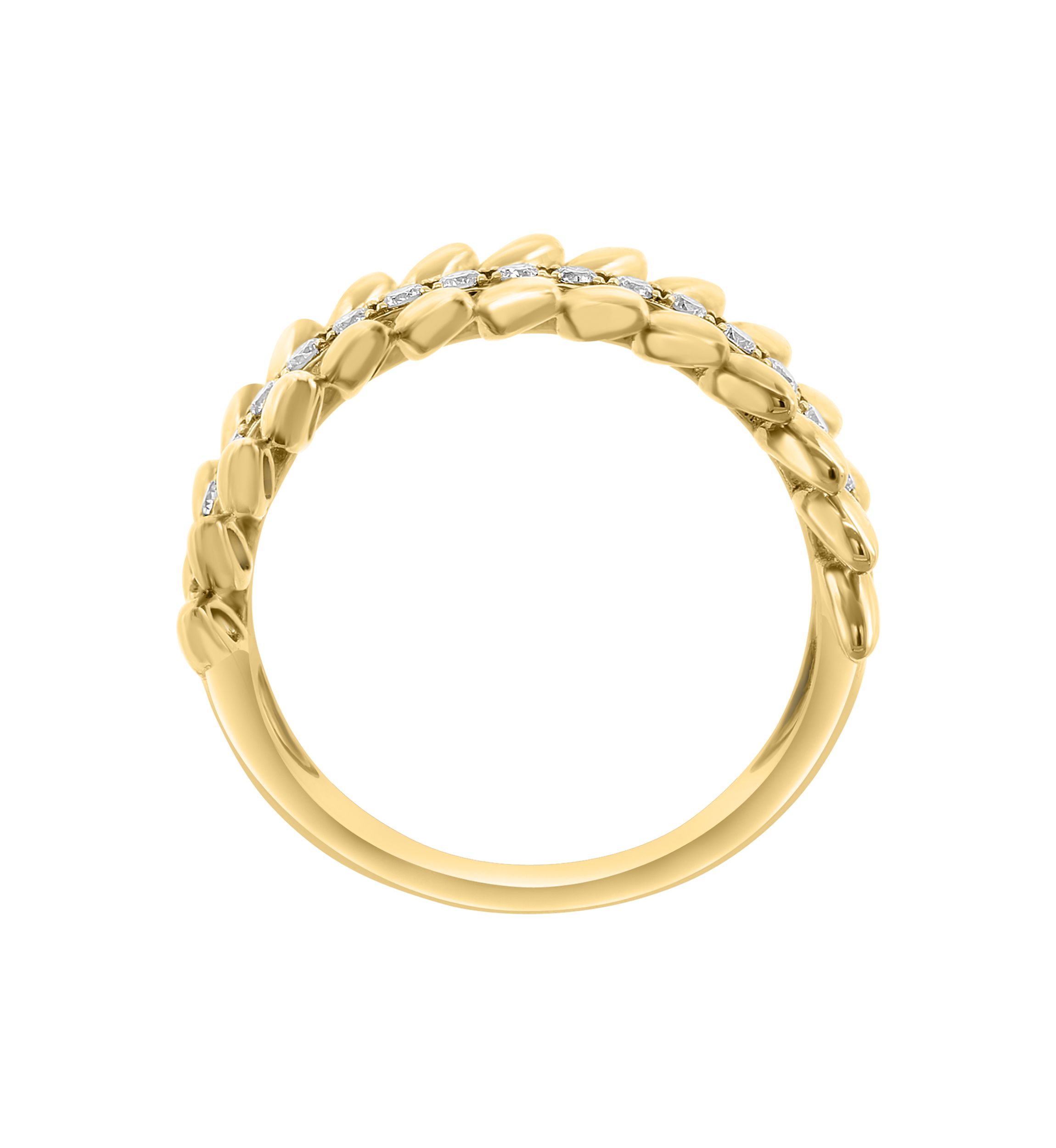 Diamond Feather Band Ring in 14K Yellow Gold