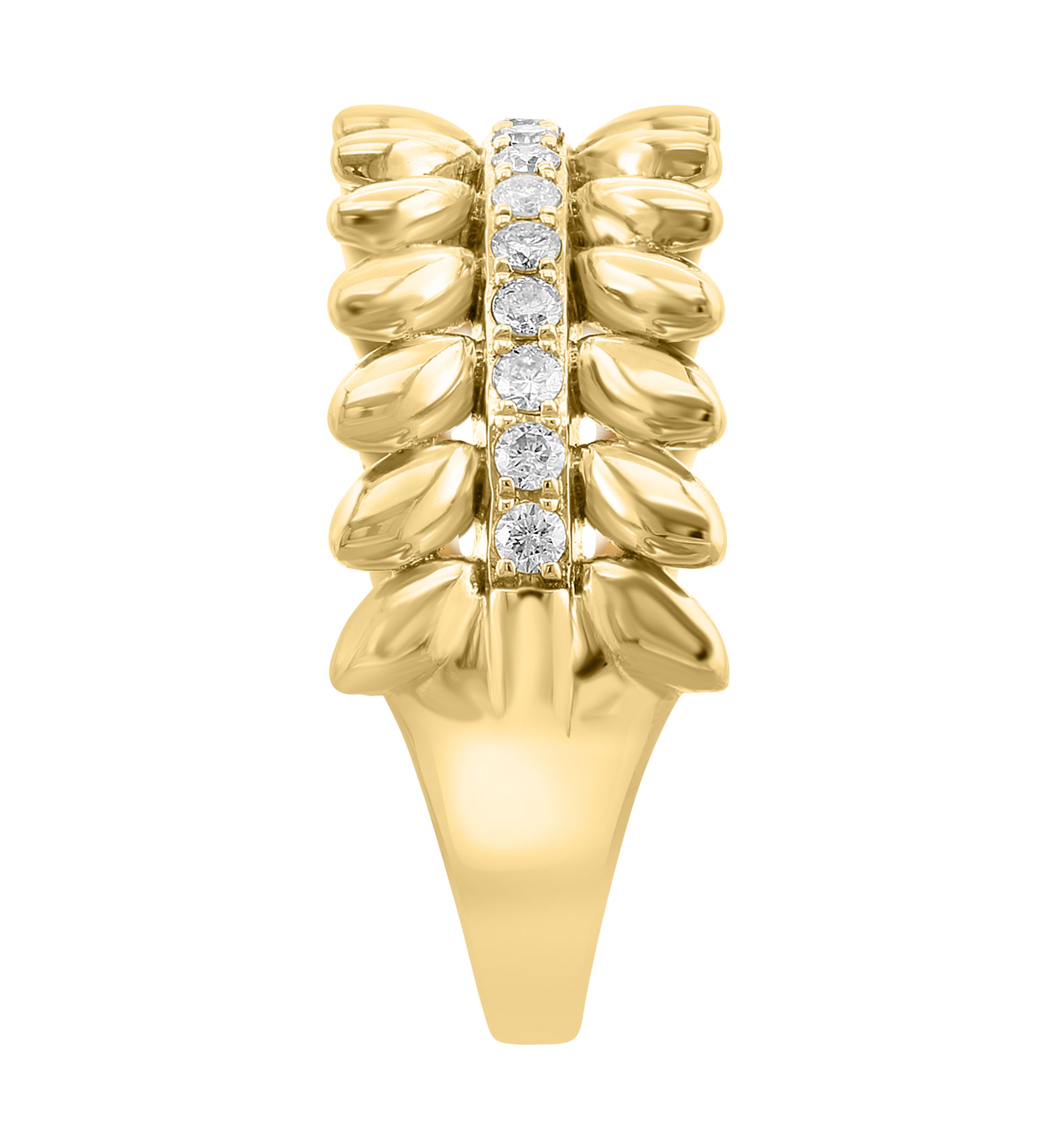 Diamond Feather Band Ring in 14K Yellow Gold