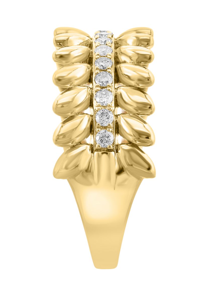 Diamond Feather Band Ring in 14K Yellow Gold