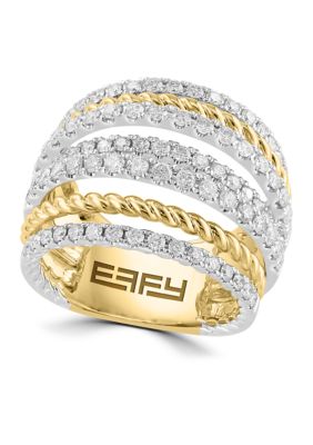 Effy 1.77 Ct. T.w. Diamond Ring In 14K White And Yellow Gold